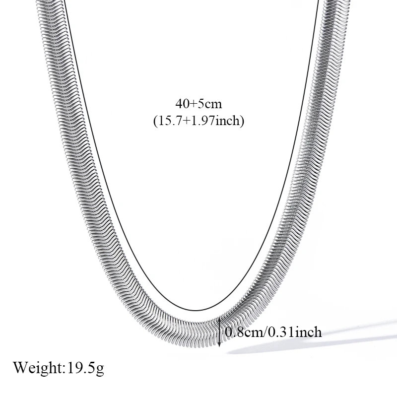 EILIECK 316L Stainless Steel Silver Color Flat Snake Bone Chain Necklace For Women New Fashion Neck Chain Jewelry Holiday Gifts