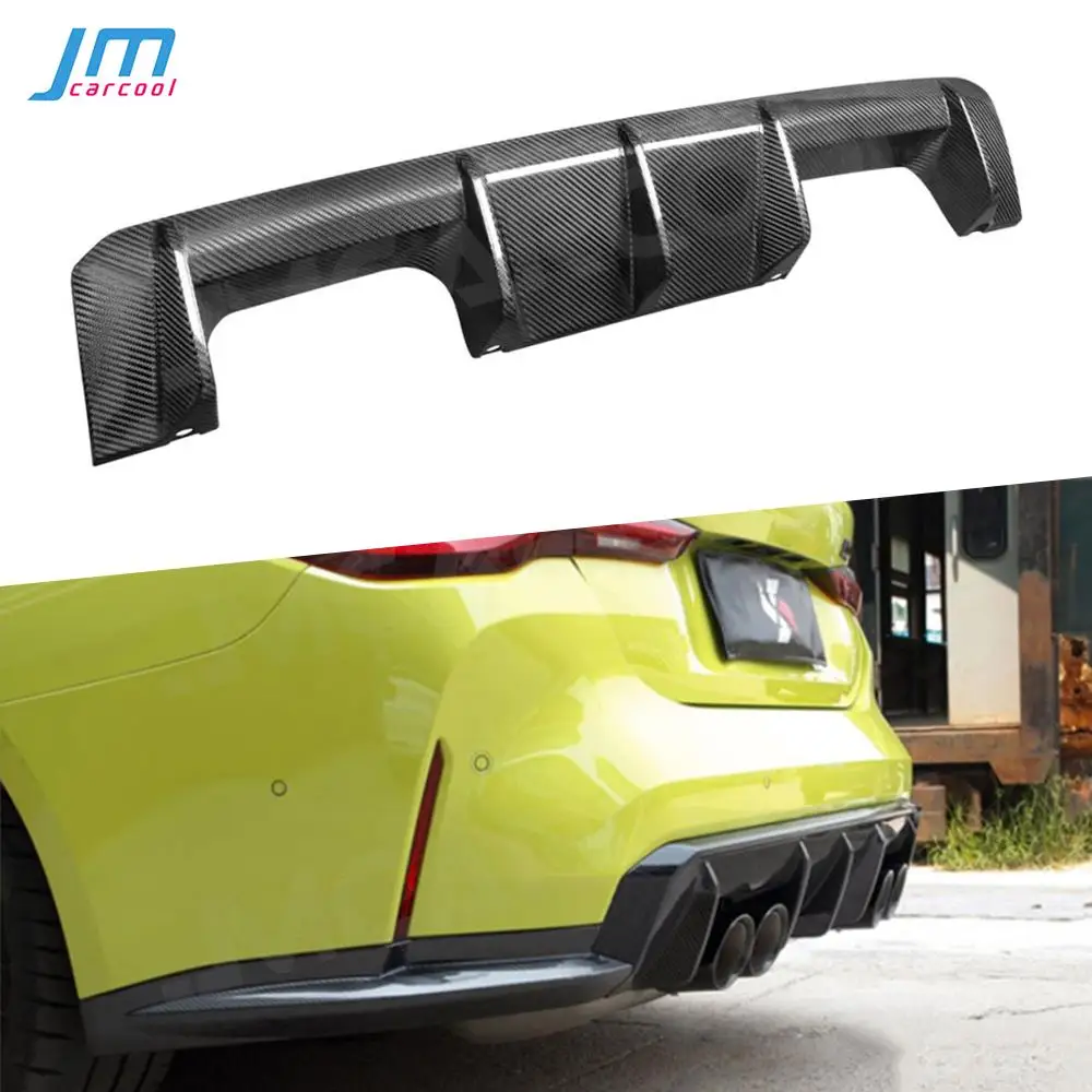 Dry Carbon Fiber Rear Diffuser Bumper Lip Covers For BMW 3 4 Series G80 G82 G83 M3 M4 2021 UP E Style 2 Holes