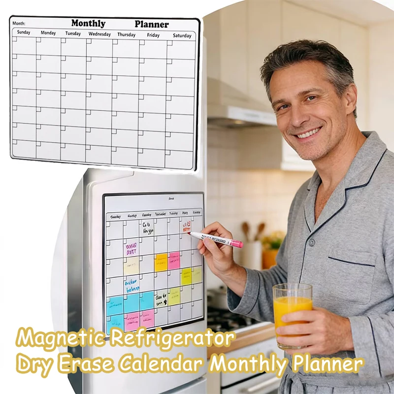 Magnetic Refrigerator Dry Erase Calendar Monthly Planner Whiteboard Record Message Board Fridge Magnets Kitchen Decoration