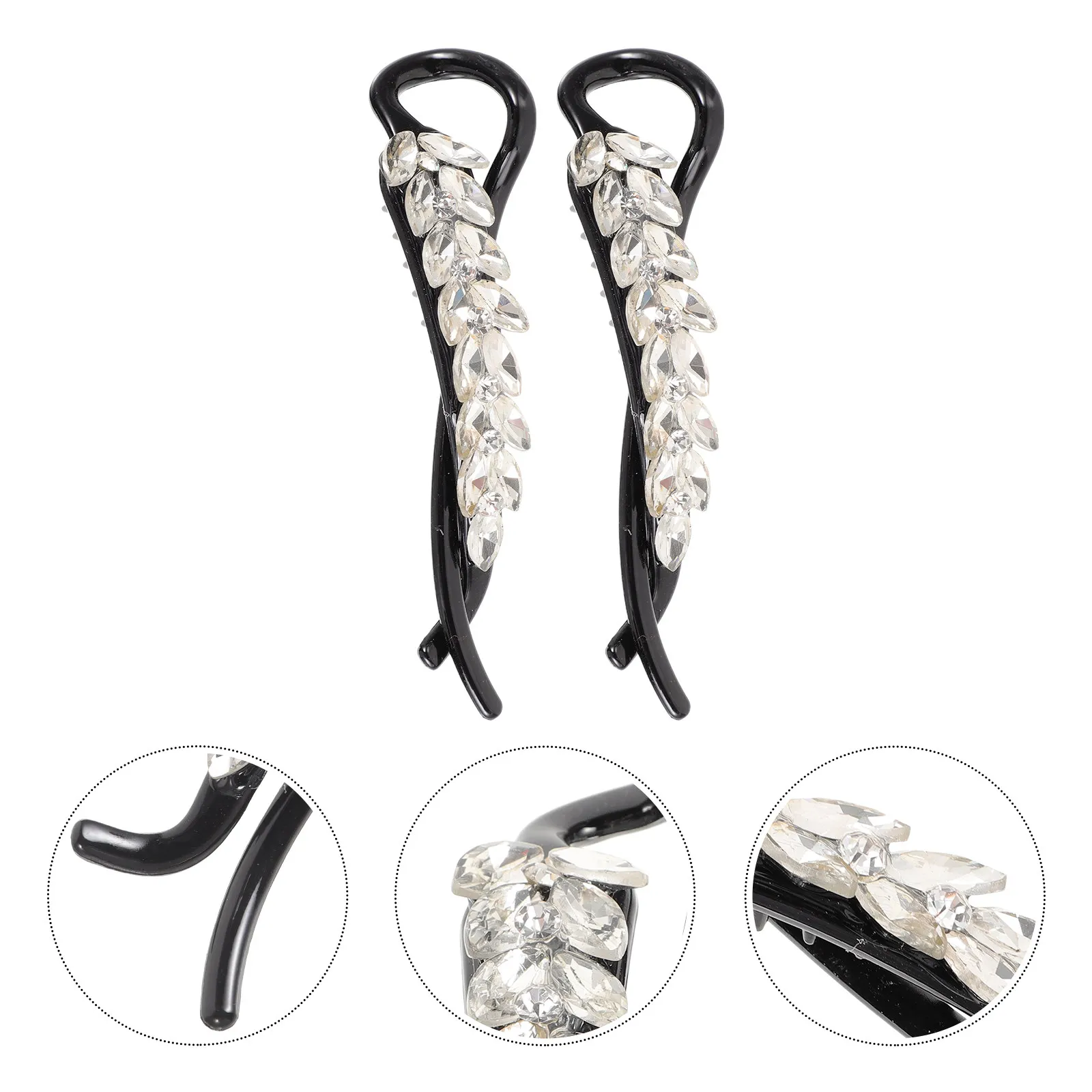 

2 шт. заколки для волос в форме банана, заколки для волос со стразами, элегантные стильные аксессуары для женщин, для вечеринок, работы, свиданий, причесок