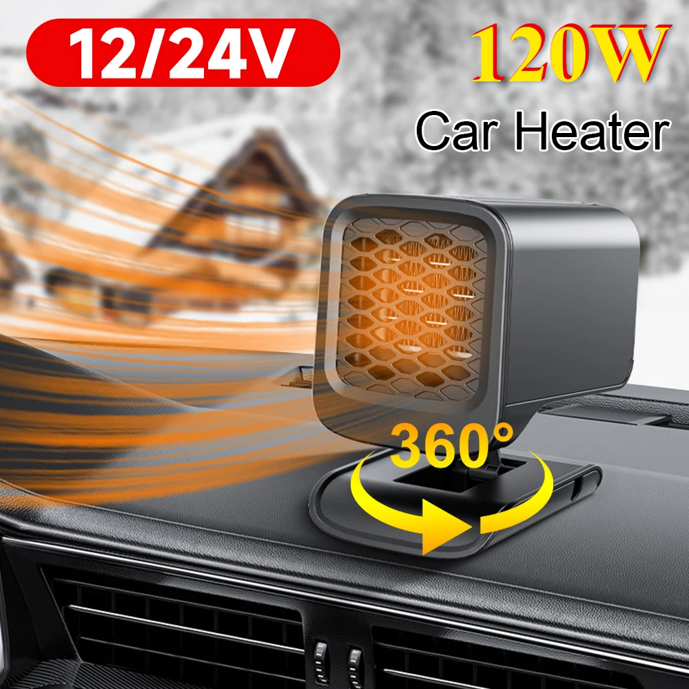 Car Autonomous Heater 12V/24V 120W Portable Car Heating Fans and Cooling 360° Rotating Defroster Defogger Winter Heating Fans