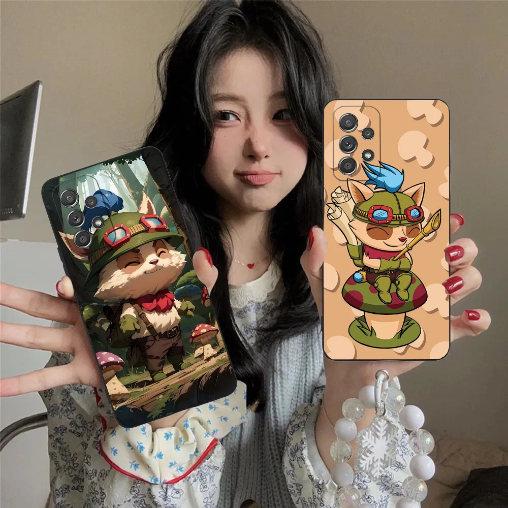 Cute Funny L-LOL Teemo Phone Case For Samsung S24,23,22,30,21,10,9,Ultra,Plus,Lite,FE,5G Black Soft Case