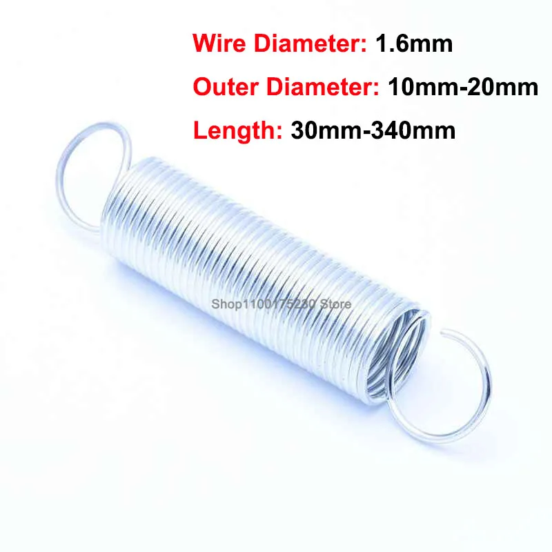 

Wire Diameter 1.6mm Galvanized Extension Tension Spring Open S Hook Pullback Spring Zinc Plated Spring Steel Stretching Spring