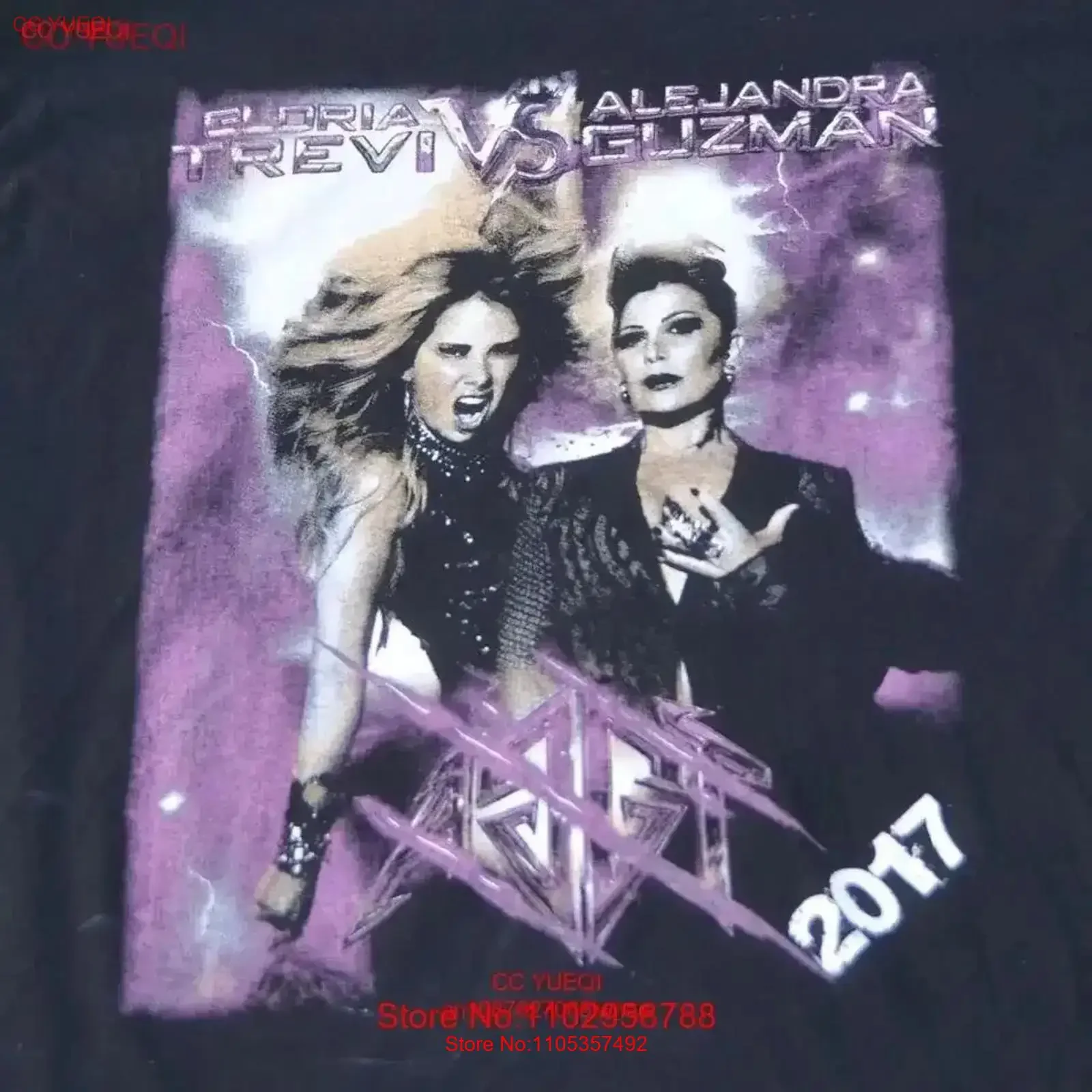 Camiseta de concierto Gloria Trevi Vs Alejandra Guzman 2017, negra, todas las tallas, T236, vintage, lavada, unisex, ropa de diseñador elástica