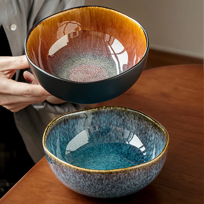 6.5-inch Special-Shaped Noodle Bowl, Ceramic, High-End Restaurant Specialty Tableware, Yunmeng Kiln Ceramic Fruit Bowl
