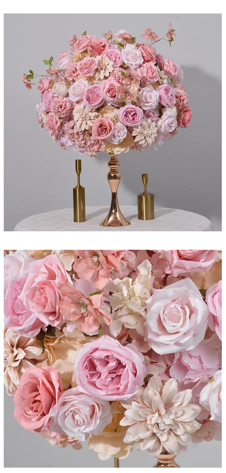30-80CM Rosa Blumenball Hochzeitstisch-Konferenztisch-Dekoration Künstliche Blumen Geometrischer Rahmen Blumenbehälter – Detail 5