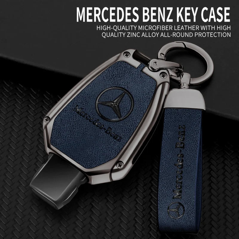 Zinc Alloy Leather 2/3 Buttons Car Remote Key Case Cover For Mercedes Benz A B G R Class GLA GLK W176 W204 W251 W463 Accessories