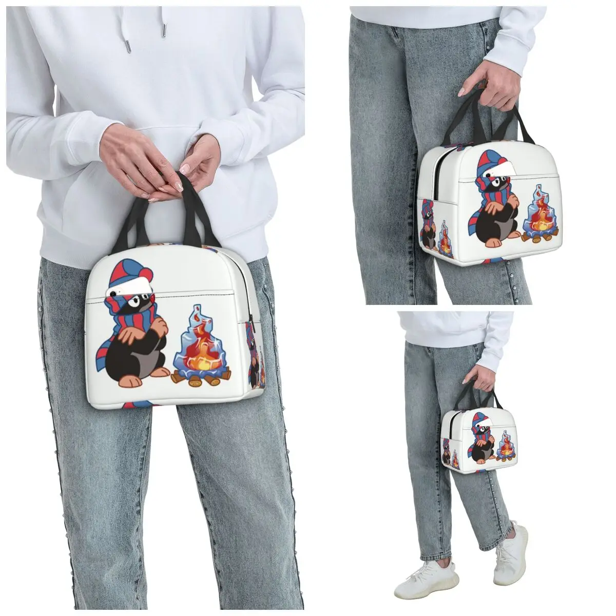 Cute Happy Mole Krtek Insulated Lunch Bag for Women Office Cooler Thermal Food Box Tote Portable Lunch Boxes Container