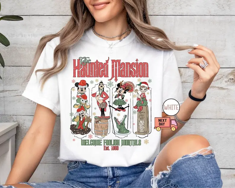 

Ретро особняк с привидениями Рождественская рубашка Микки и друзья Рождественские рубашки Микки Очень веселая рождественская рубашка