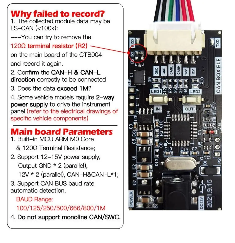 WOYO CTB003 CAN Tester Box Vehicle CAN Bus Data Recorder Collector Nadaje się do Au-di i wielu innych modeli Bus Modular