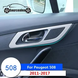 For Peugeot 508 2011-2017 Interiol Door Handle Cover Trim Interior Door Window Lift Switch Cover Car Accessories 4pcs
