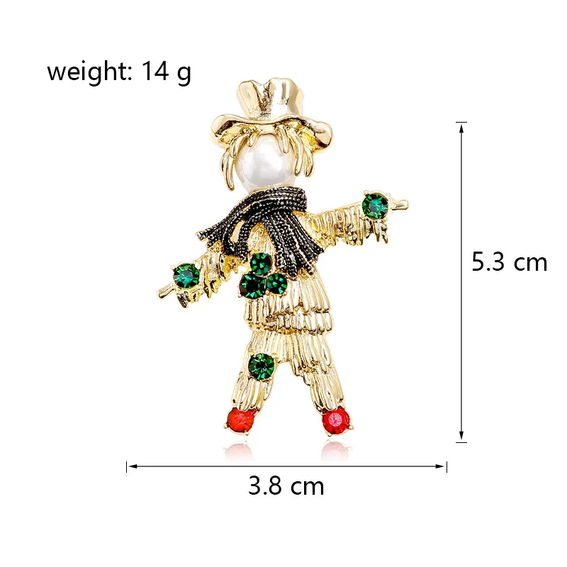 Rhinestone Scarecrow Brooch Fashion Cartoon Pearl Pin Creative Party Daily Clothing Suit Accessories Fashion Jewelry