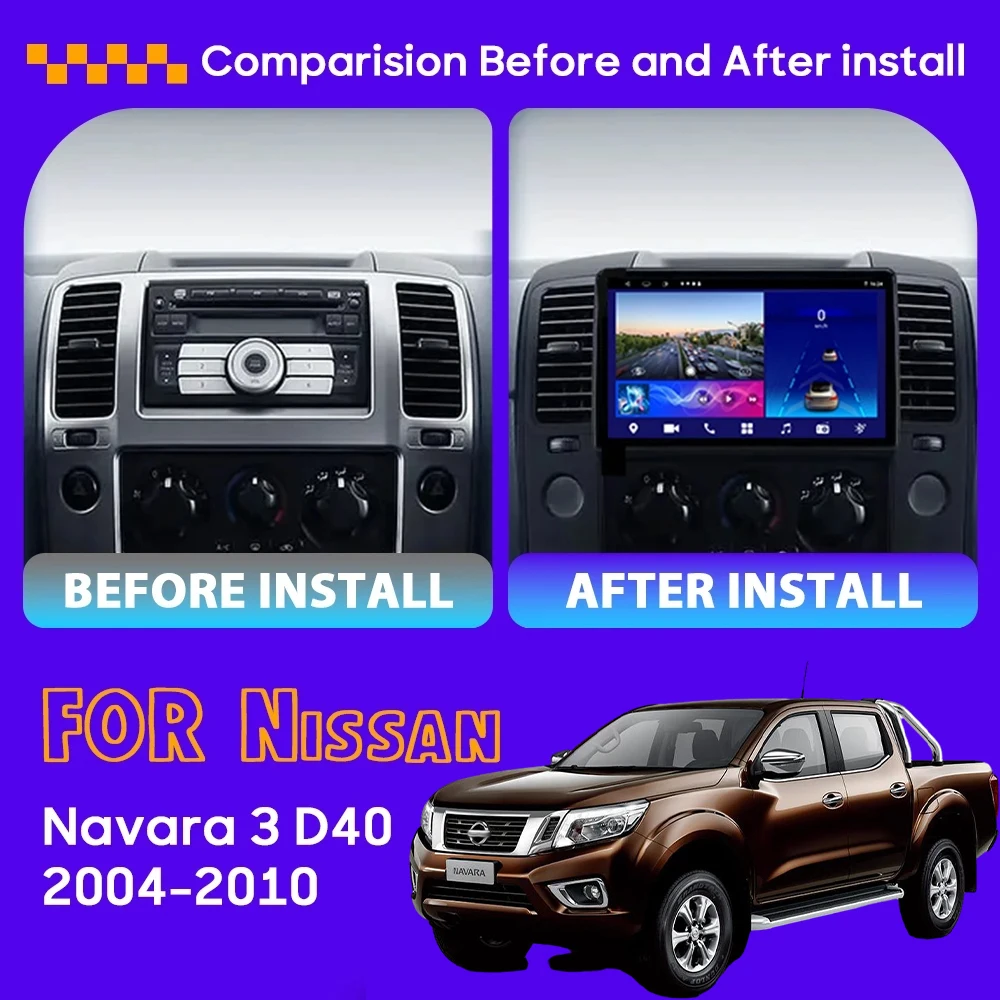 Android 13 For Nissan Navara 3 D40 2004 - 2010 Car Radio Player No 2din Wireless Android Auto Stereo Head Unit GPS Navigation 4G