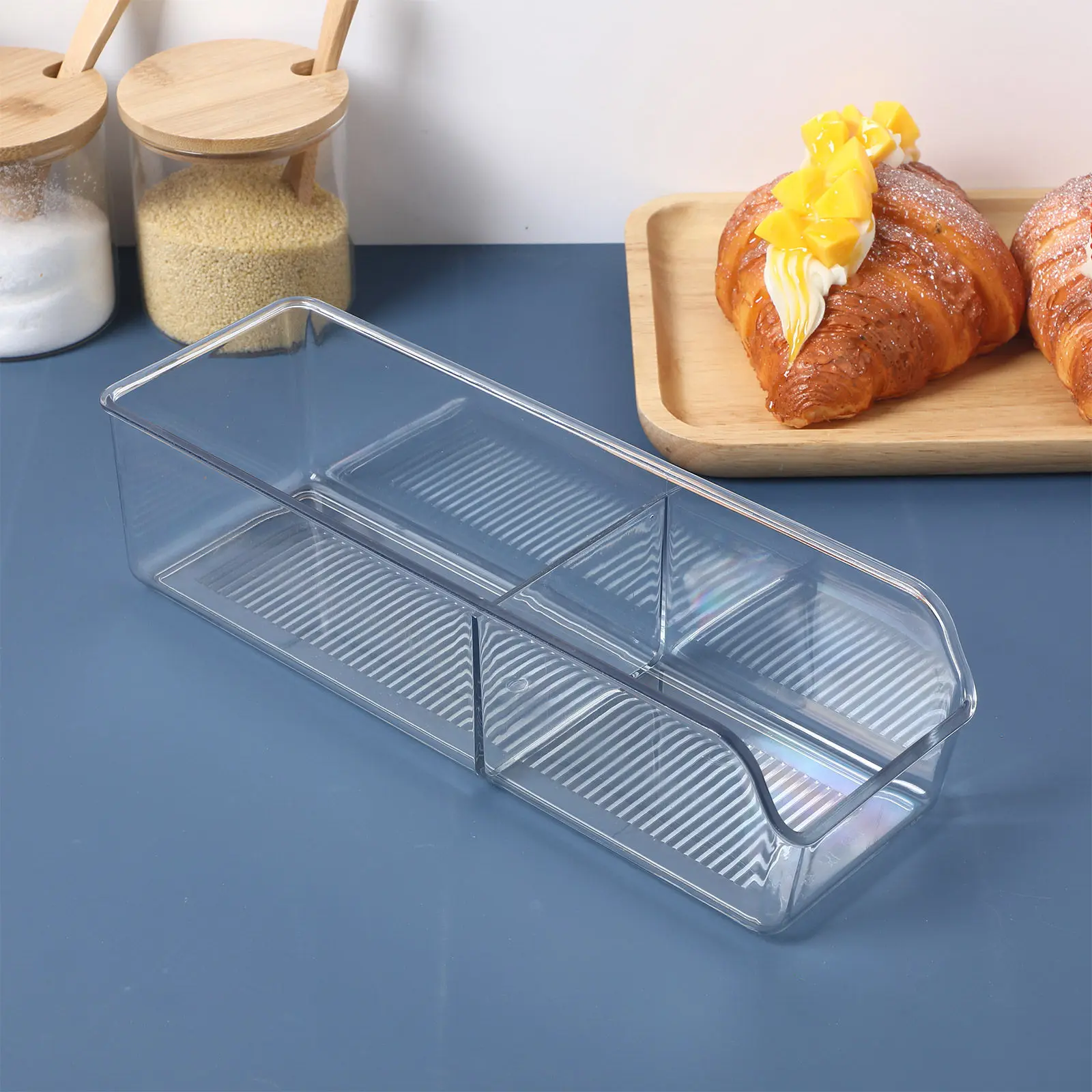Clear Divided Tea Bag Organizer Storage Bin Compact Size Tea Holder Desktop Kitchen Organizer Box Sugar Packet Holder