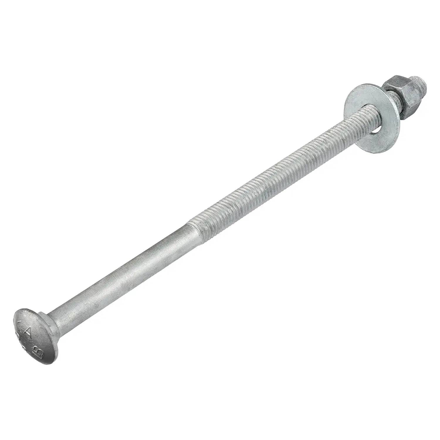 

1/2" x 10" (25 Pack) Galvanized Carriage Bolt Kit Grade 307A Includes 1/2" USS Flat Washers (25 pcs) and 1/2"-13 Hex Nuts (25 pc