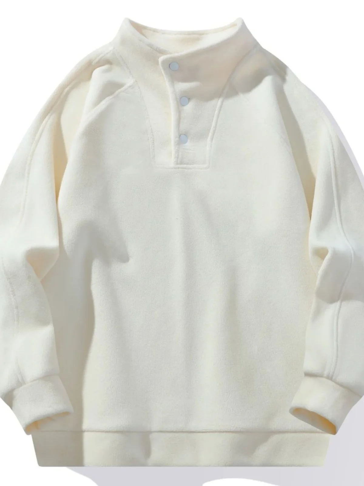 

Casual Double-Sided Fce Sweatirt Men Loose Stand Collar Button-Up Order Tailored Clothing Winter Collection Long Sve