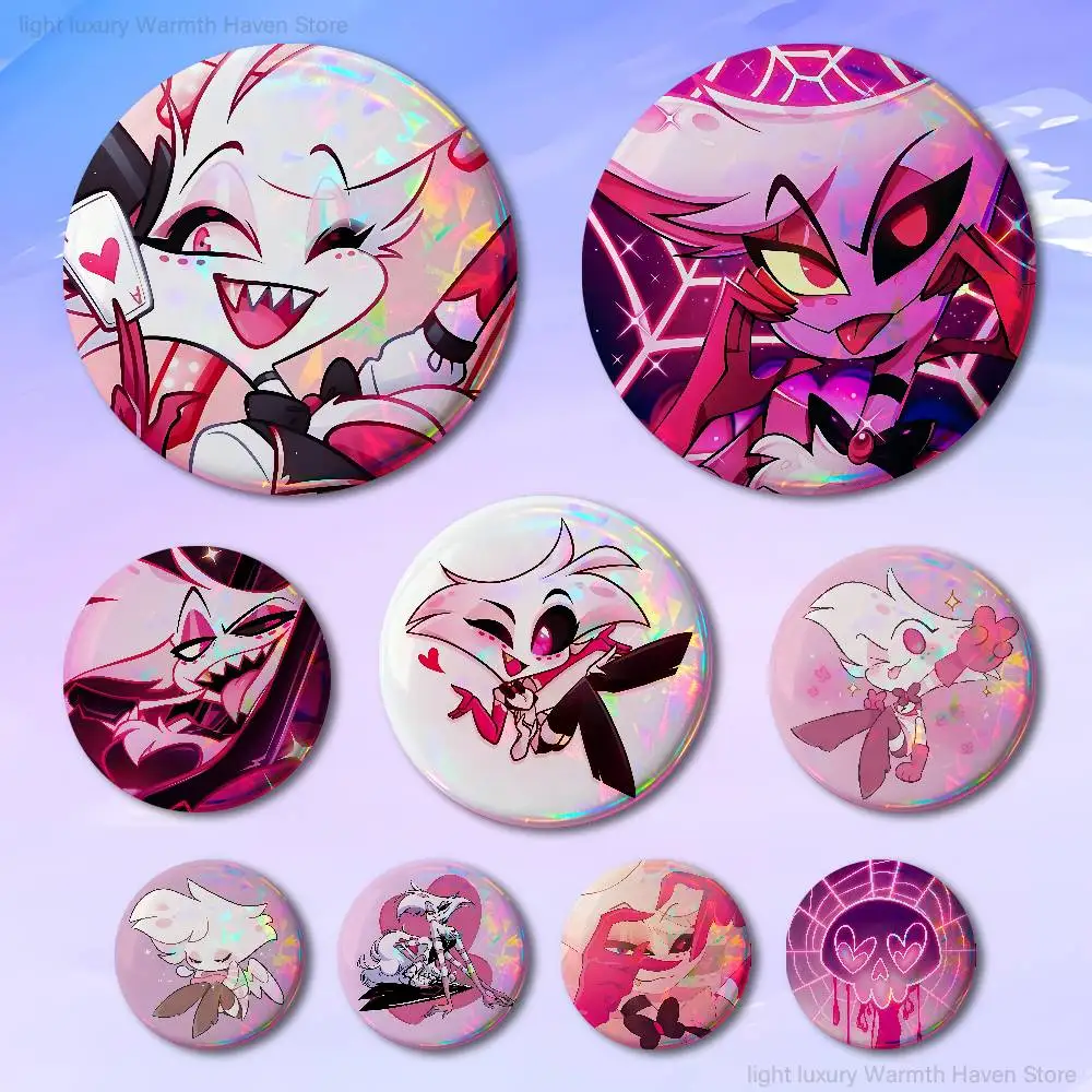 

H-Hazbineds-S A-Angel H-Hotel Pins 58mm Cute Cartoon Badge Handmade Brooches for Backpack Accessories