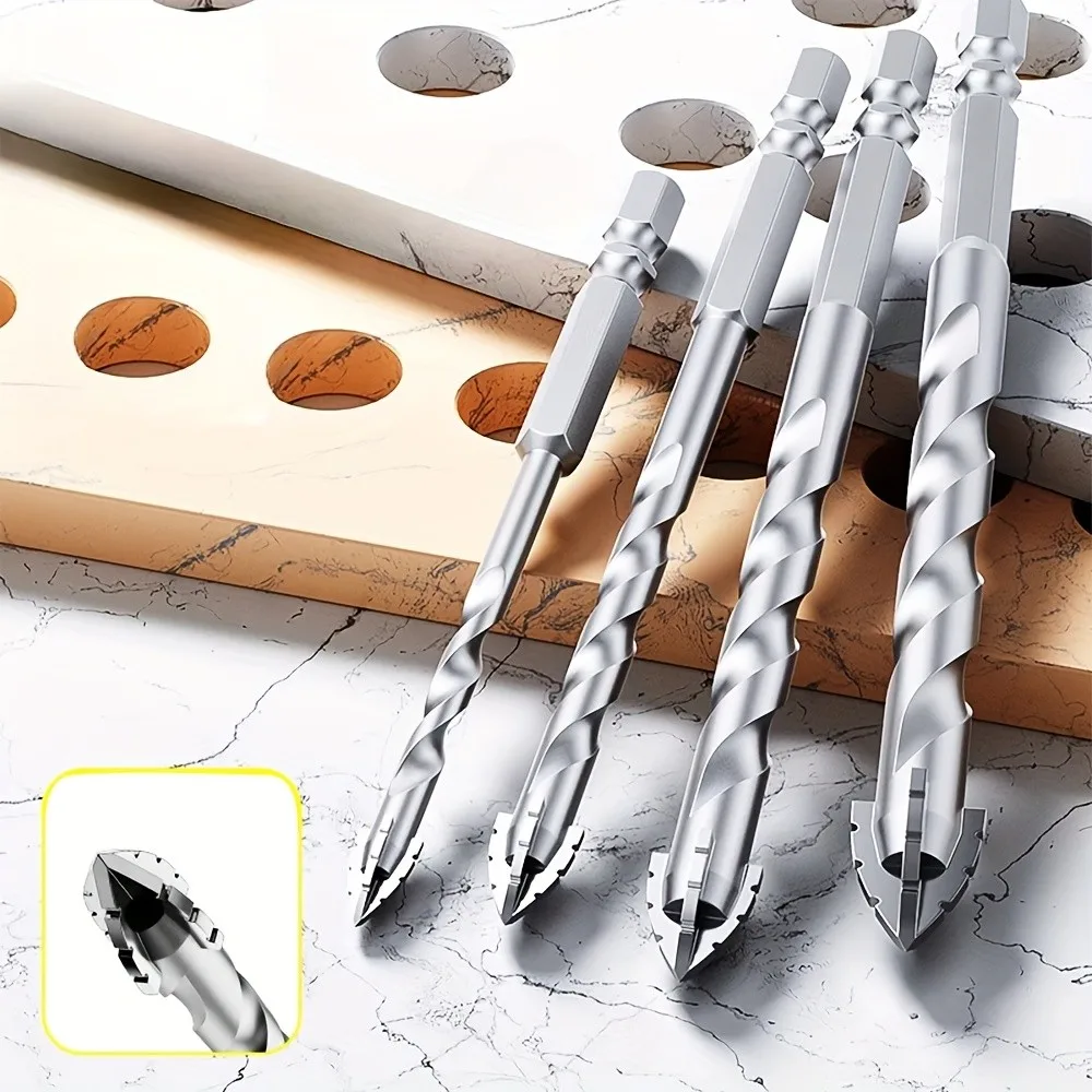 

4-Tooth Offset Carbide Tile Bit – Hex Shank, Dry Drill for Porcelain, Concrete, Cast Iron