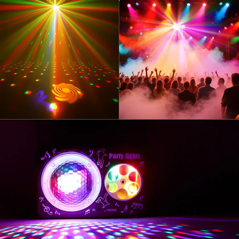 

Party Lights DJ Light with Disco Ball Green and Red Pattern Strobe Lighting Effects for Halloween, Christmas, House Parties