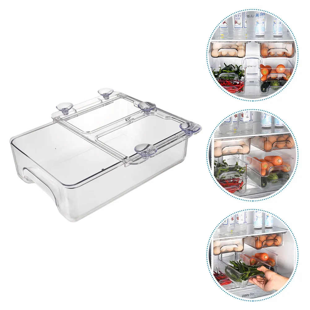 

Refrigerator Storage Box Fresh Food Container Egg Tray Holder Stackable Kitchen ganizer Safe Suction Cup Installation Drawer