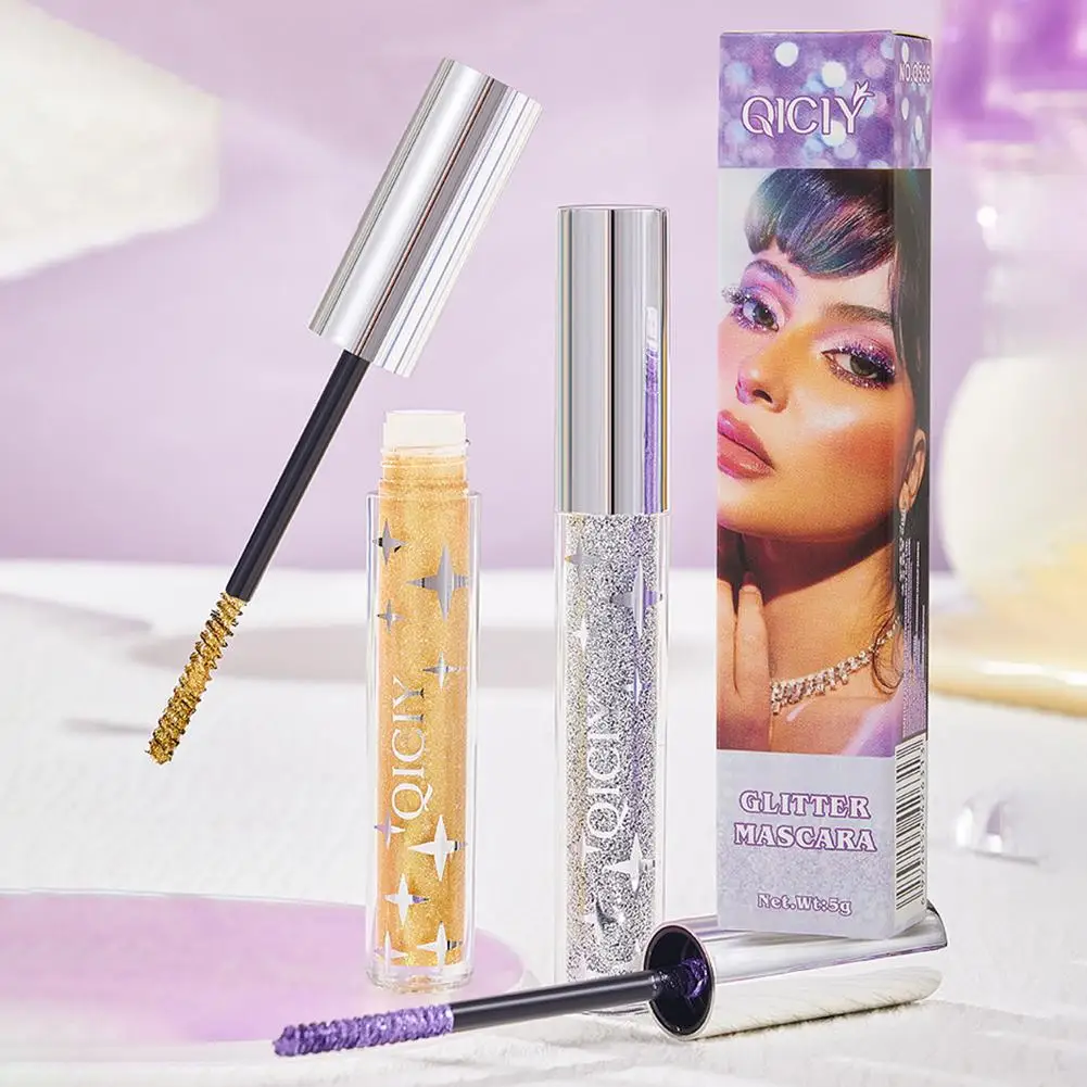 Glitter Mascara Curling Thick Eyelashes Extension Makeup Shiny Sliver Golden Purple Waterproof Lasting Shimmer Mascara