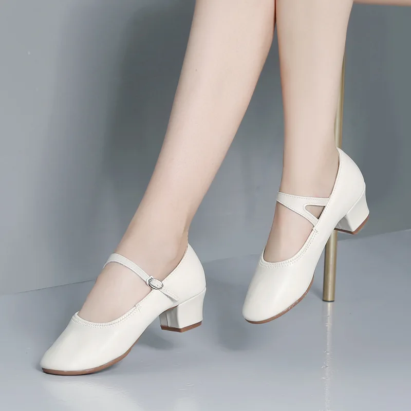 Solid Color Glossy Dance Shoes Low Heeled Women's Dance Shoes Modern Dance Classical Dance Performance Shoes Spring Summer New
