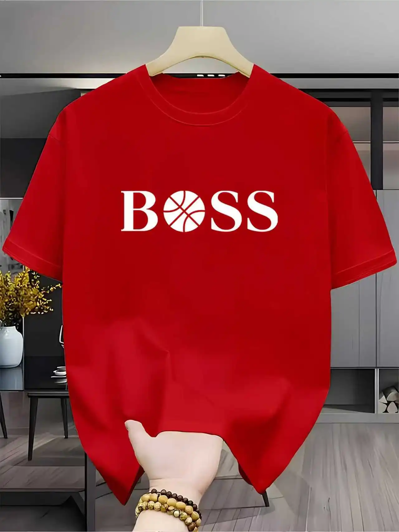 Men's summer fashion casual sports loose print round neck short sleeved T-shirt topBreathable Quick Drying