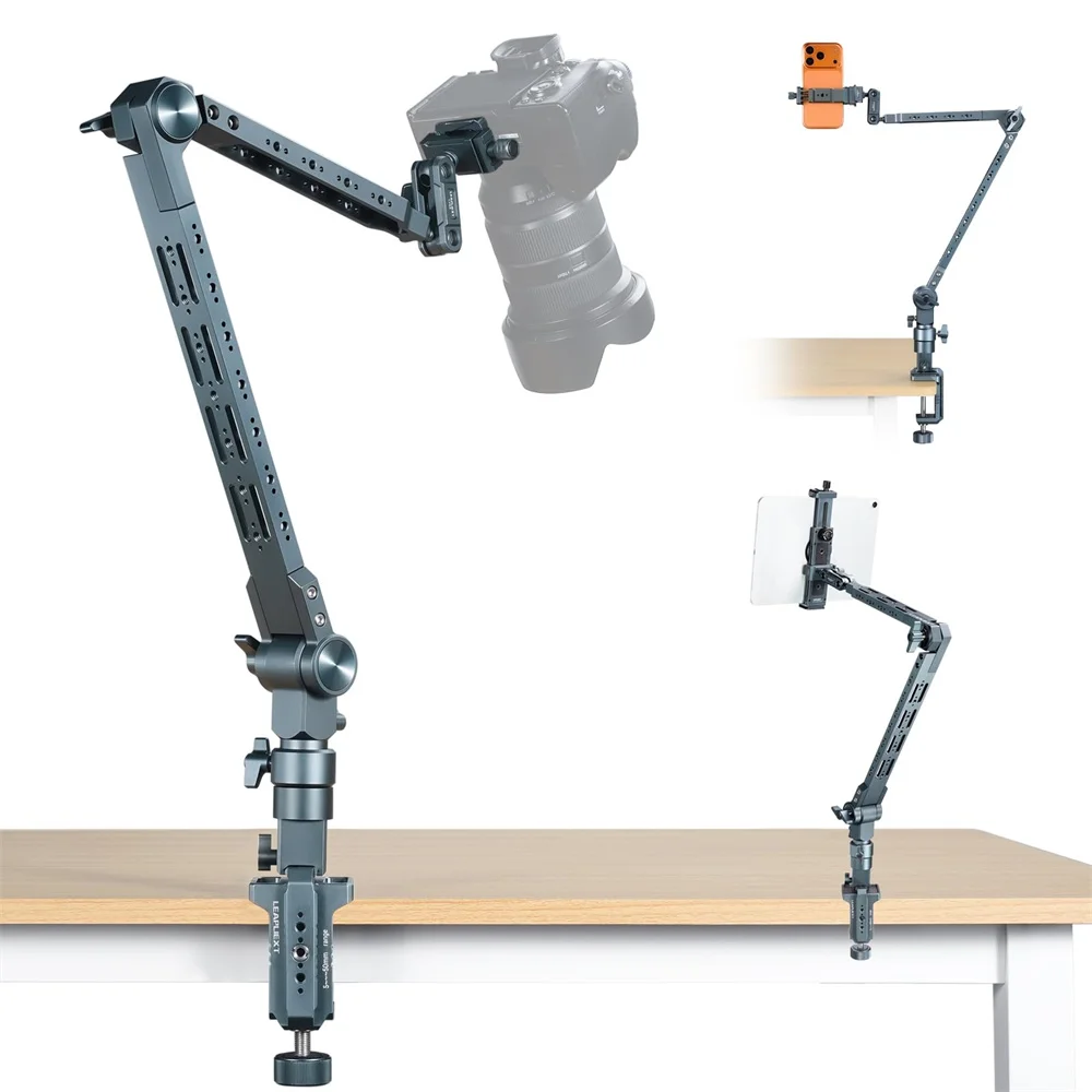 Aluminum Magic Arm Bracket 5KG/11lb Load Capacity for iPad DSLR Camera Photography Bracket for Kitchen/Bedside/Desk Recording