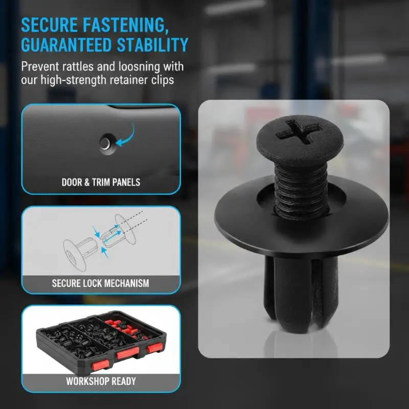 OEM Grade 8mm Plastic Rivets Fasteners Black Universal Auto Clips for Car Bumper Fenders Replacement