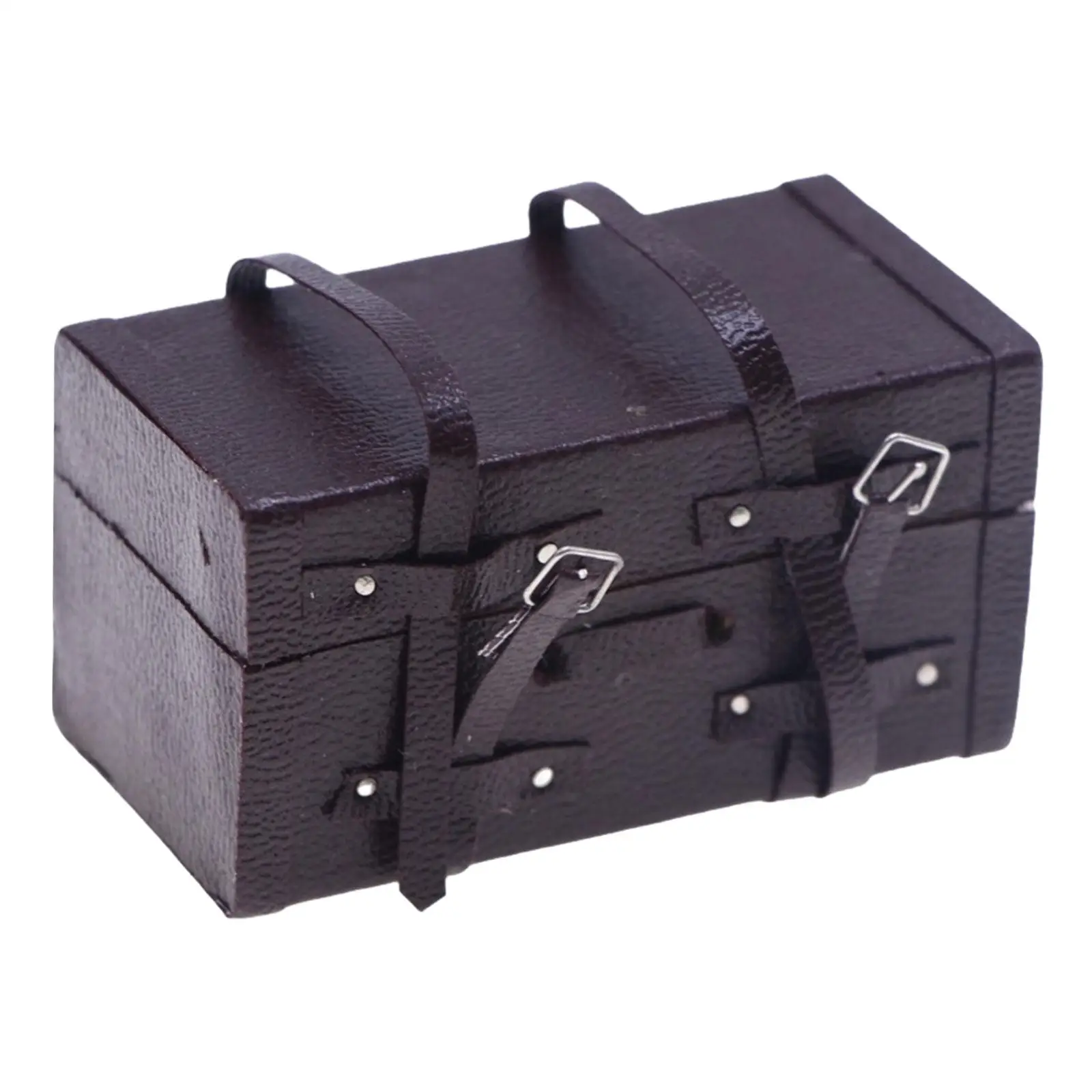 Mini mala para casa de bonecas, móveis para casa de bonecas, acessórios para casa de bonecas em escala 1/12, caixa de bagagem para adereços fotográficos de casa de bonecas