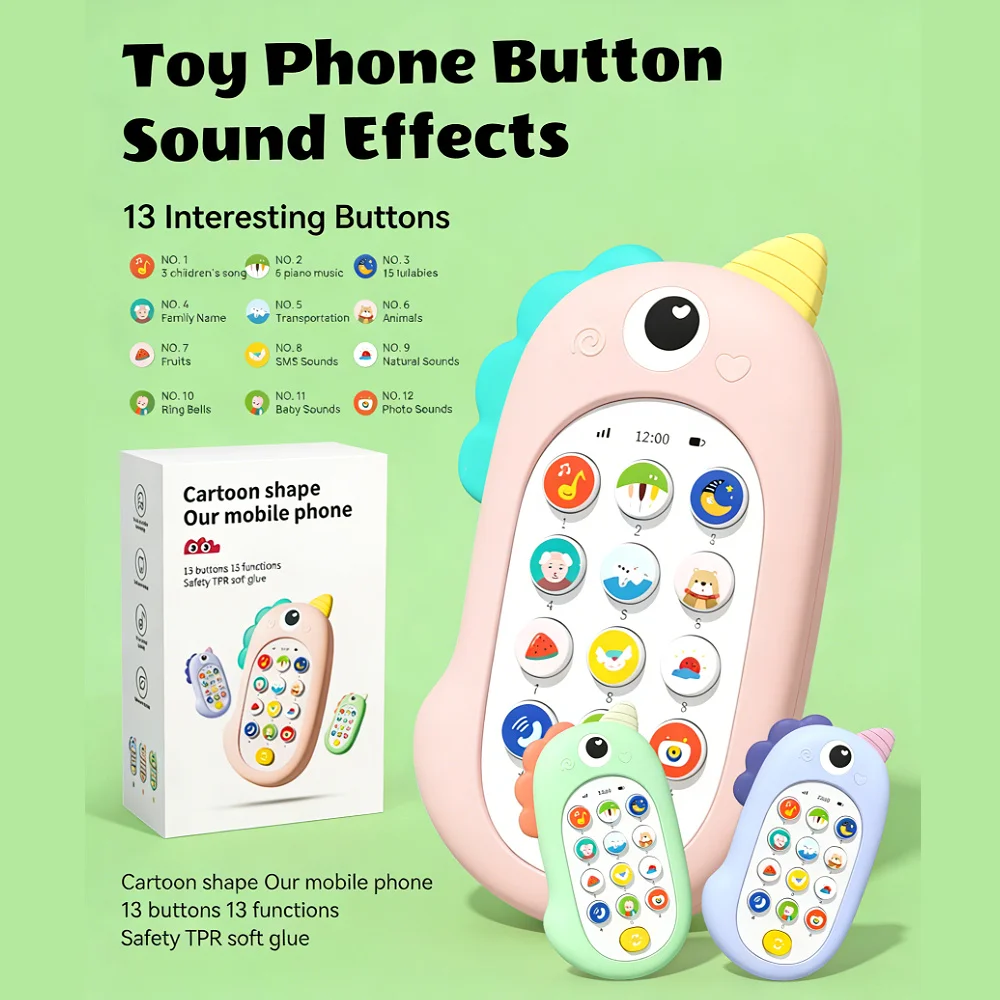 Unicorn Silicone Musical Baby Phone Toy for Toddlers 1-3, 13 Functions, 6-12M Babies, Educational Learning Developmental gift