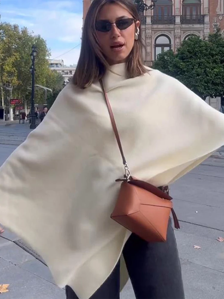 

Модная женская накидка, пальто, вязаная однотонная шаль, асимметричный кардиган с длинными рукавами, женская осенняя верхняя одежда 2023 г.