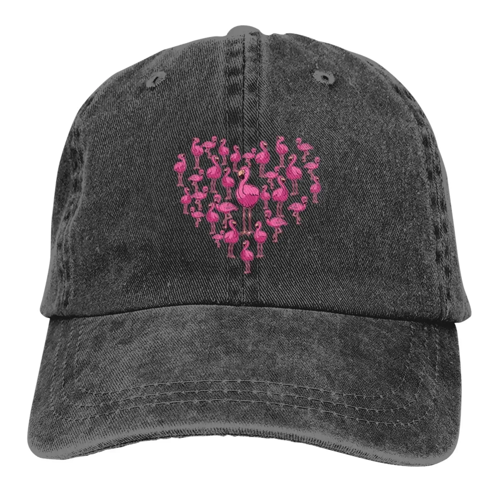 Heart Cute Flamingo Baseball Cap Golf Dad for Men Women Denim Hat Washed Cotton Fashion Cap Unisex Adjustable Sports Outdoor