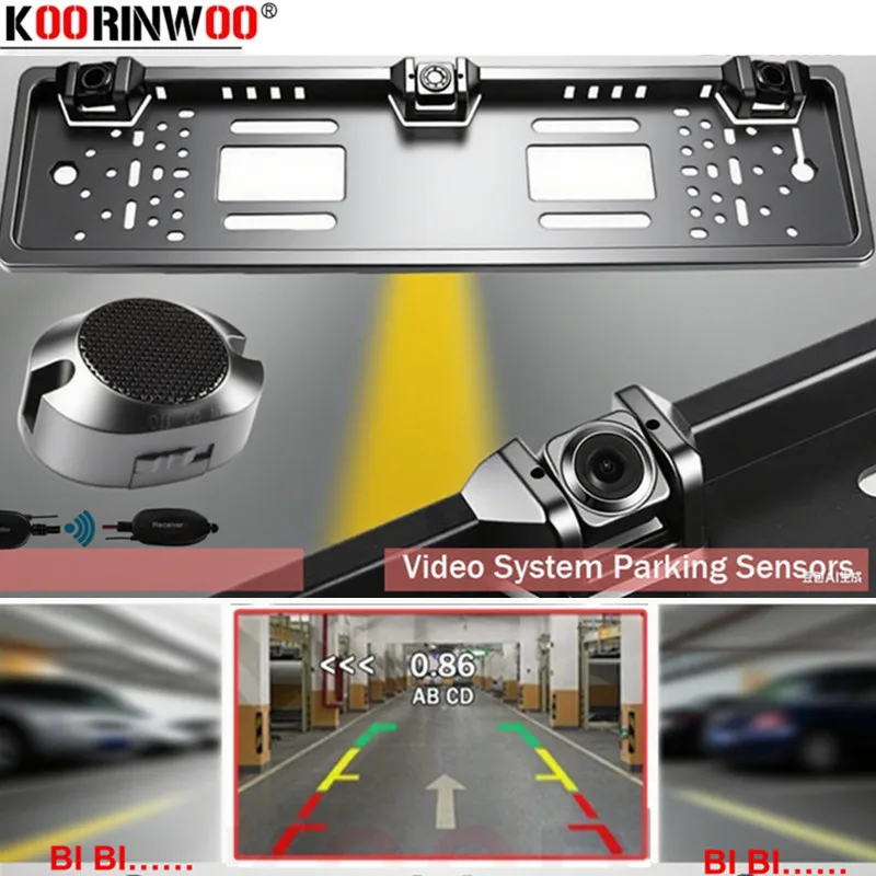 

Koorinwoo Беспроводная парковочная камера, рамка номерного знака ЕС, датчик парковки, камера заднего вида, ИК-широкий ангел для автомобильного радиоприемника Android