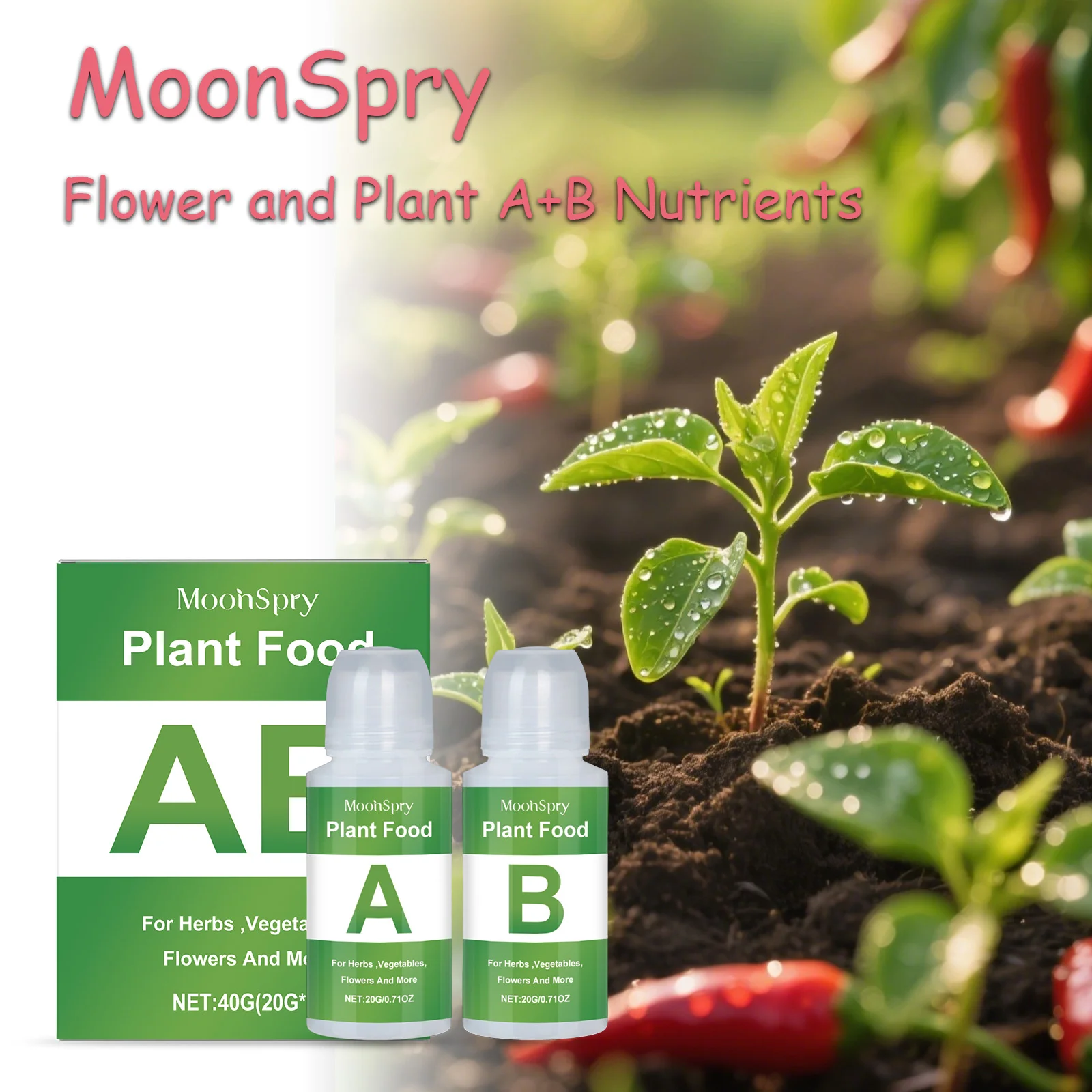 MoonSpry Hydroponic Nutrient Solution AB Dual Agent Soilless Cultivation Nutritional Supplement for Flower Planting