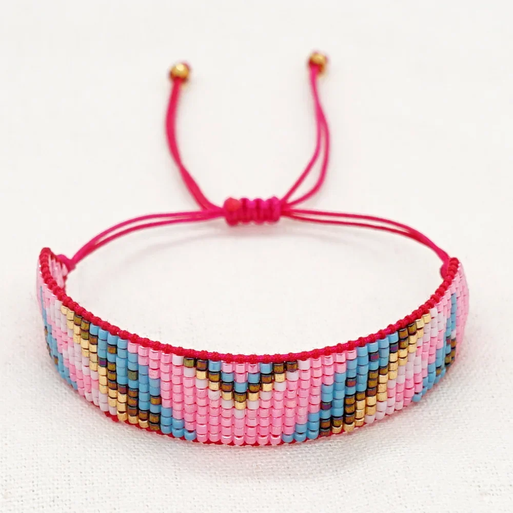 

Beaded bracelet Geometric lovely graphic Hand knitting Fashion Minimalist Adjustable Bohemian Rice bead bracelet