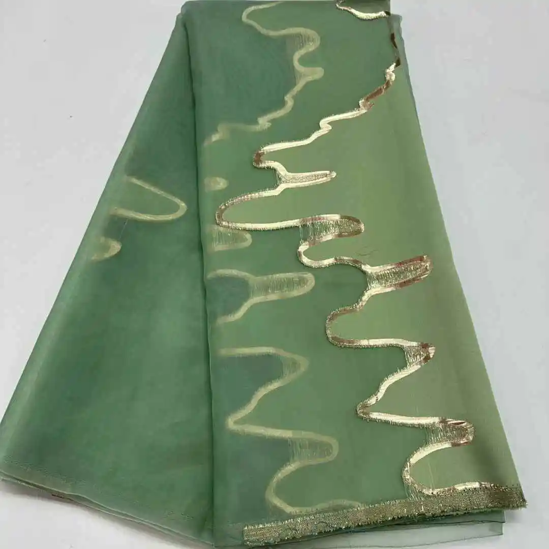 

HOT！2025 African Nigerian Tulle Lace Fabric Organza Embroidery High Quality Brocade Jacquard 5Yard for Par damask fabric SZ675