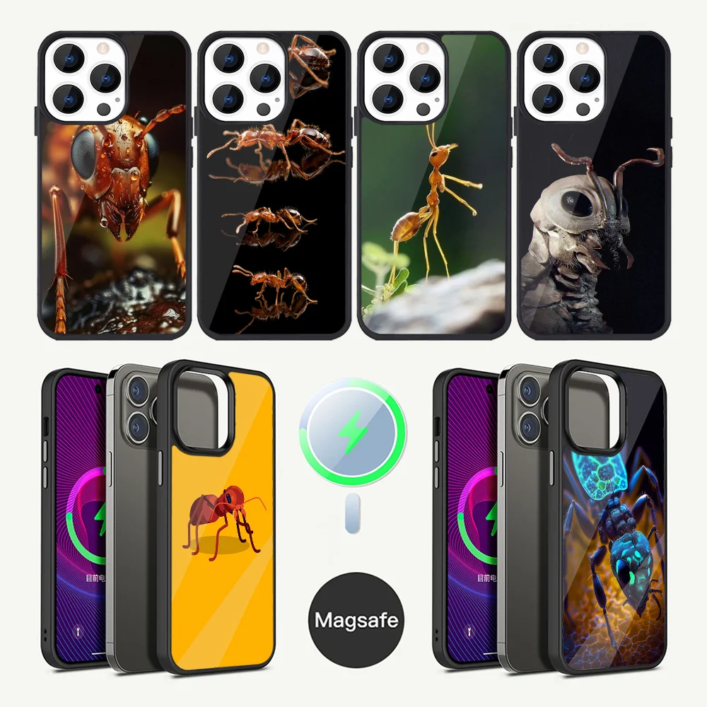 Insect Ant Phone Case For iPhone 16,15,14,13,12,11,Plus,Pro,Max Mini Magsafe Magnetic Wireless Charging