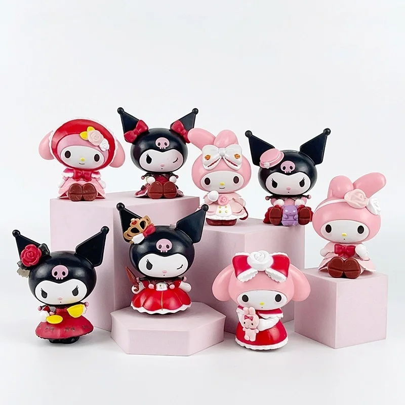 Miniso Sanrio Rose Kuromi علاج ، Kawaii Q نسخة ، مجموعة جراج صندوق أعمى ، زخارف زخرفية لسطح المكتب ، هدايا أعياد الأطفال