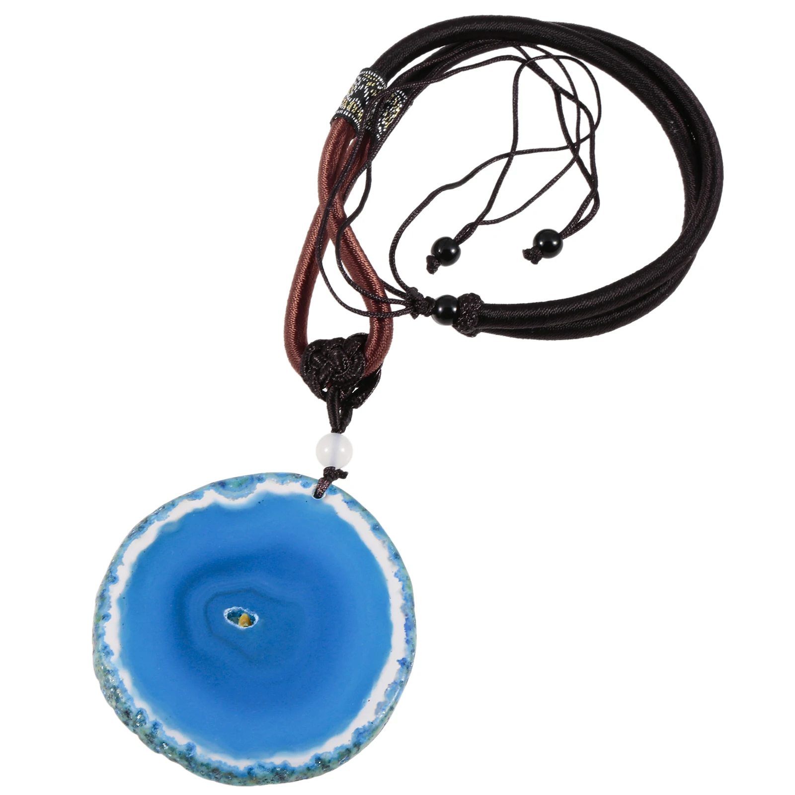 

Natural Agate Slice Pendant Necklace Reiki Healing Stained Irregular Stone Adjustable Rope Chain For Fashion Jewelry Unisex