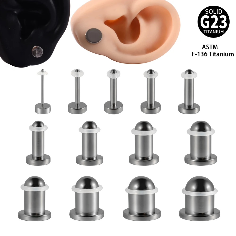 PAIR Solid G23 Titanium Cylinder Ear Plugs Screw/No Thread Stretching Earring Gauges Expander Piercing Jewelry Unisex 1.2-11mm