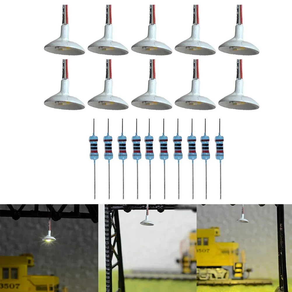 10 Pcs OO / HO Scale Street Light Model Wall Lamp Posts Led Ceiling Lamps White Railway Train Garden Playground Scenery