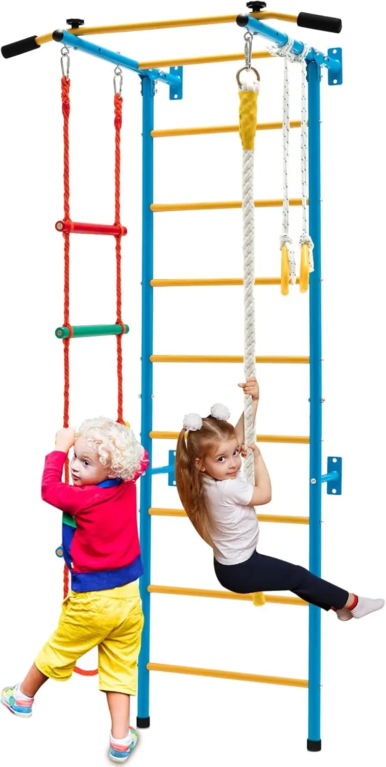 5-in-1 klimspeelgoed voor peuters, indoor kindergym voor oefening, stalen ladderwandset met wandladder, optrekstang, cl