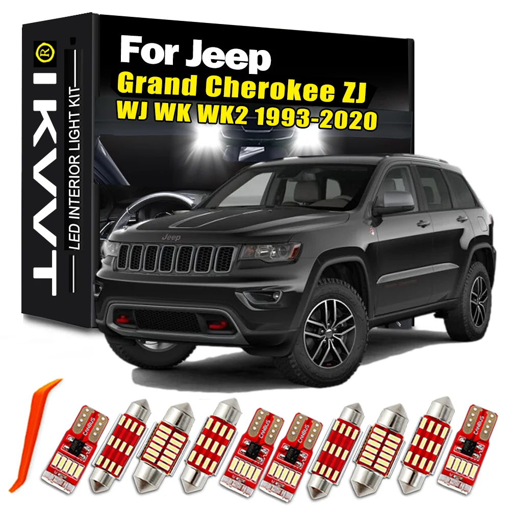 IKVVT Canbus For Jeep Grand Cherokee ZJ WJ WK WK2 1993-2019 2020 Vehicle LED Interior Light Bulbs Kit Car Lighting Accessories