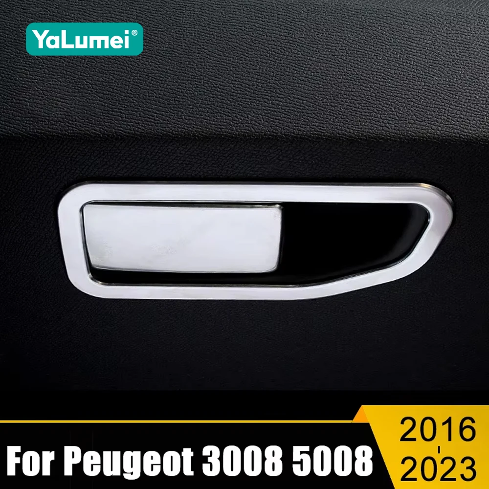 

For Peugeot 3008 5008 GT 2016 2017 2018 2019 2020 2021 2022 2023 Hybrid Stainless Car Glove Box Handle Patch Cover Trim Stickers