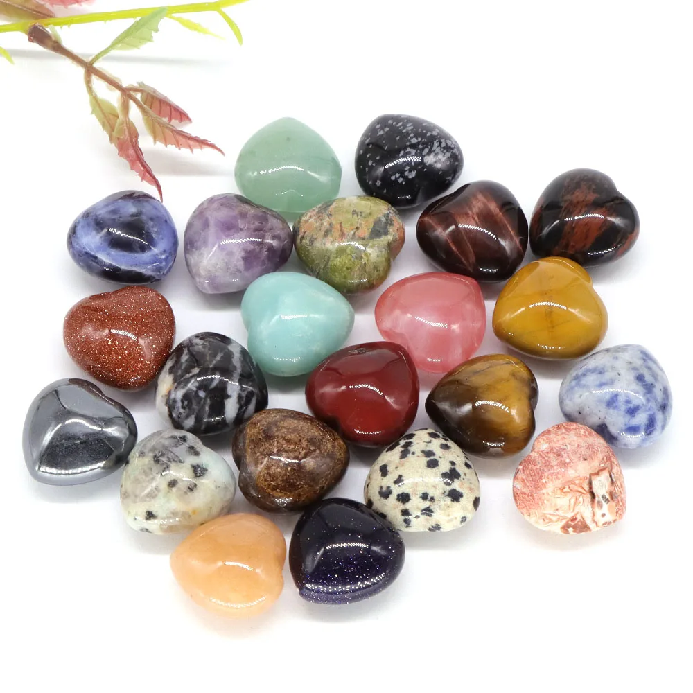 

20mm Heart Shaped Natural Stones Crystal Carved Healing DIY Jewelry Chakra Mineral Spiritual Fun Toys Love Gift Crafts Wholesale