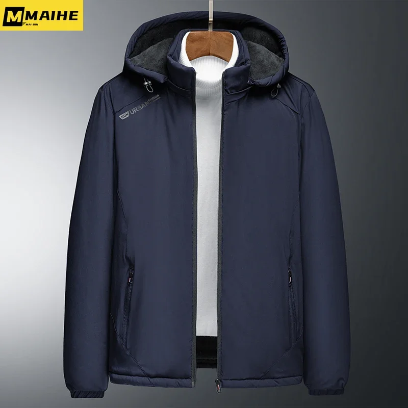 Chaqueta de invierno para hombre, abrigo térmico forrado de lana para montañismo, a prueba de viento, con capucha, Parka de Safari impermeable de