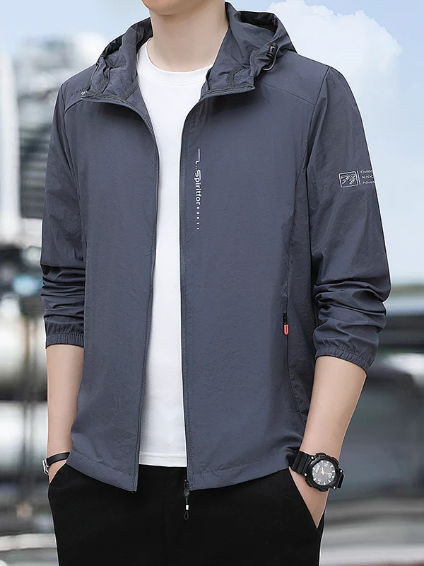 

Легкая дышащая одежда из полиэстера с защитой от УФ-излучения для мужчин, летняя, ультратонкая, с капюшоном, повседневная, быстросохнущая