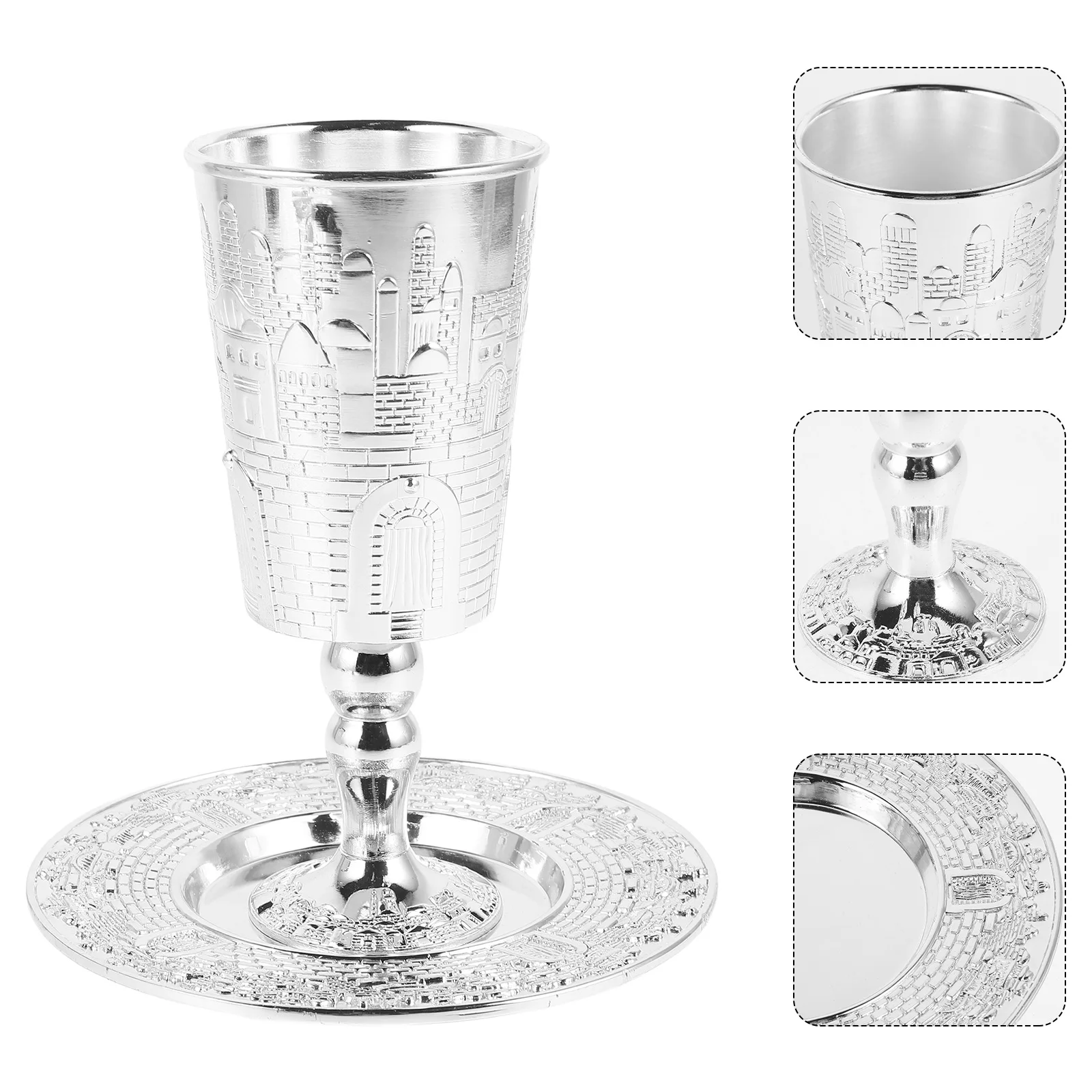 1 Set Cup Set Shabbat Holy Goblet Glass Container Judaica Offering Supplies Sturdy Zinc Alloy Shabbat Cups Bar