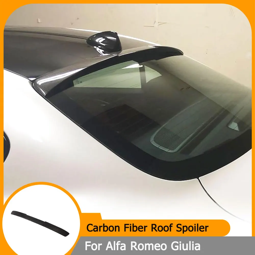 

Car Rear Roof Spoiler for Alfa Romeo Giulia 2017-2024 Carbon Fiber Roof Spoiler Window Trim Wing Lip Lid